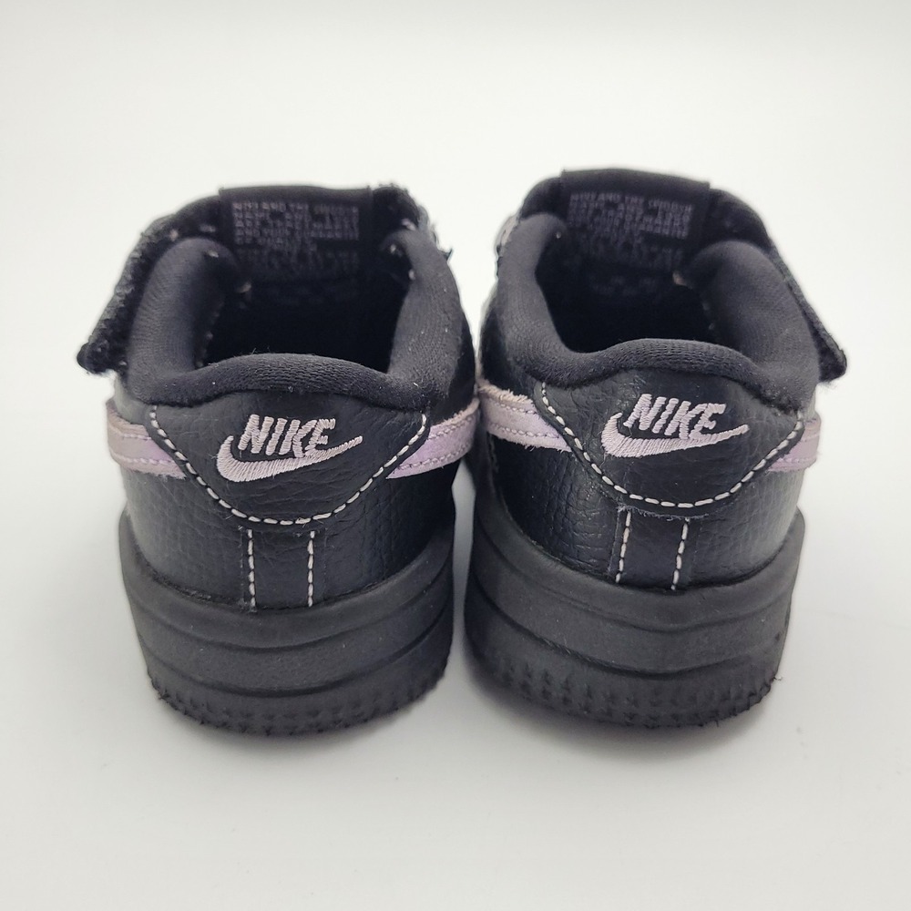 Nike Air Force 1 Baby 6C Black Purple Leather Hook & Loop Low Top HJ6764-001 - Picture 4 of 14